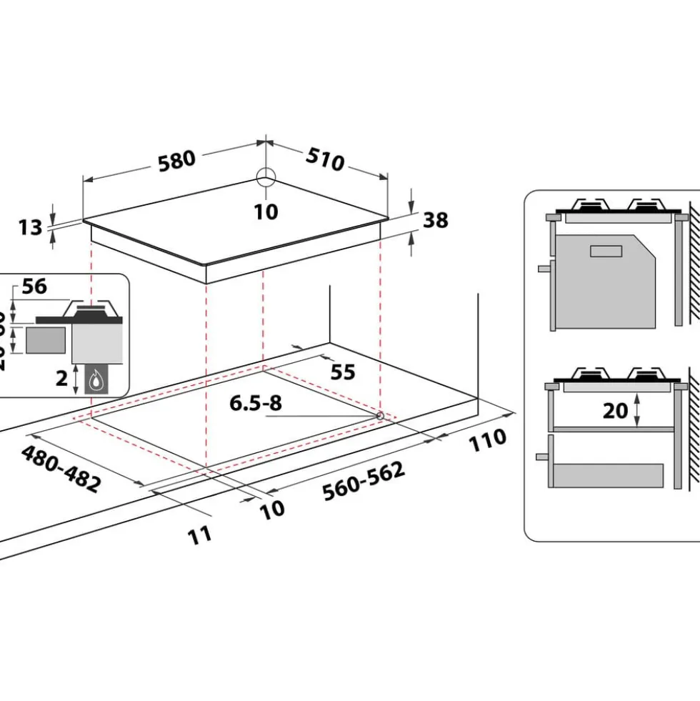 Piano cottura a gas Hotpoint Ariston PPH60GDF/IX 60cm con valvola di sicurezza