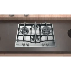 Piano cottura a gas Hotpoint Ariston PCN641TIX da 60cm con 4 fuochi e valvola di sicurezza