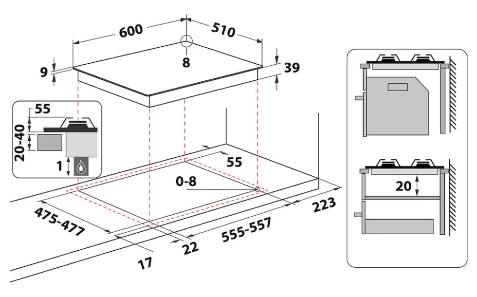 Piano cottura a gas Hotpoint Ariston PCN641TIX da 60cm con 4 fuochi e valvola di sicurezza