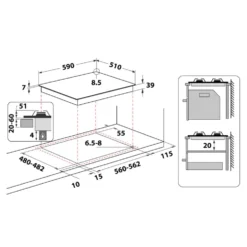 Piano cottura a gas Whirlpool GMR6422/IXL da 60cm con 4 fuochi