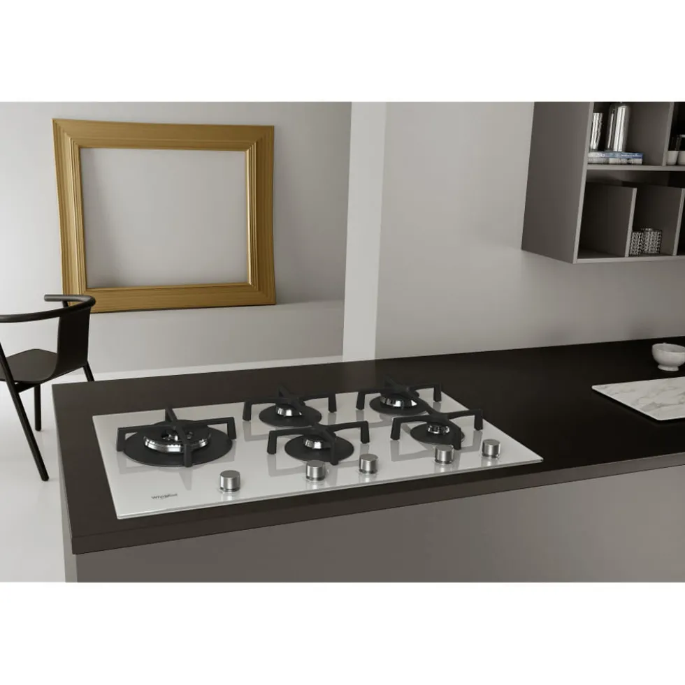 Piano cottura a gas Whirlpool GOA9523/WH 5 fuochi in cristallo bianco