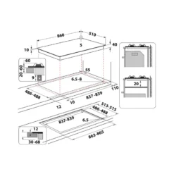 Piano cottura a gas Whirlpool GOA9523/WH 5 fuochi in cristallo bianco