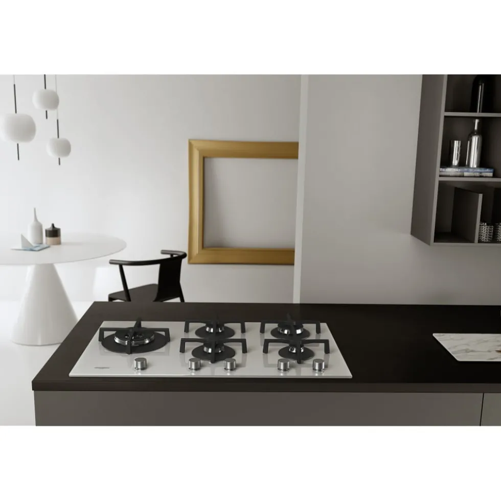 Piano cottura a gas Whirlpool GOA9523/WH 5 fuochi in cristallo bianco