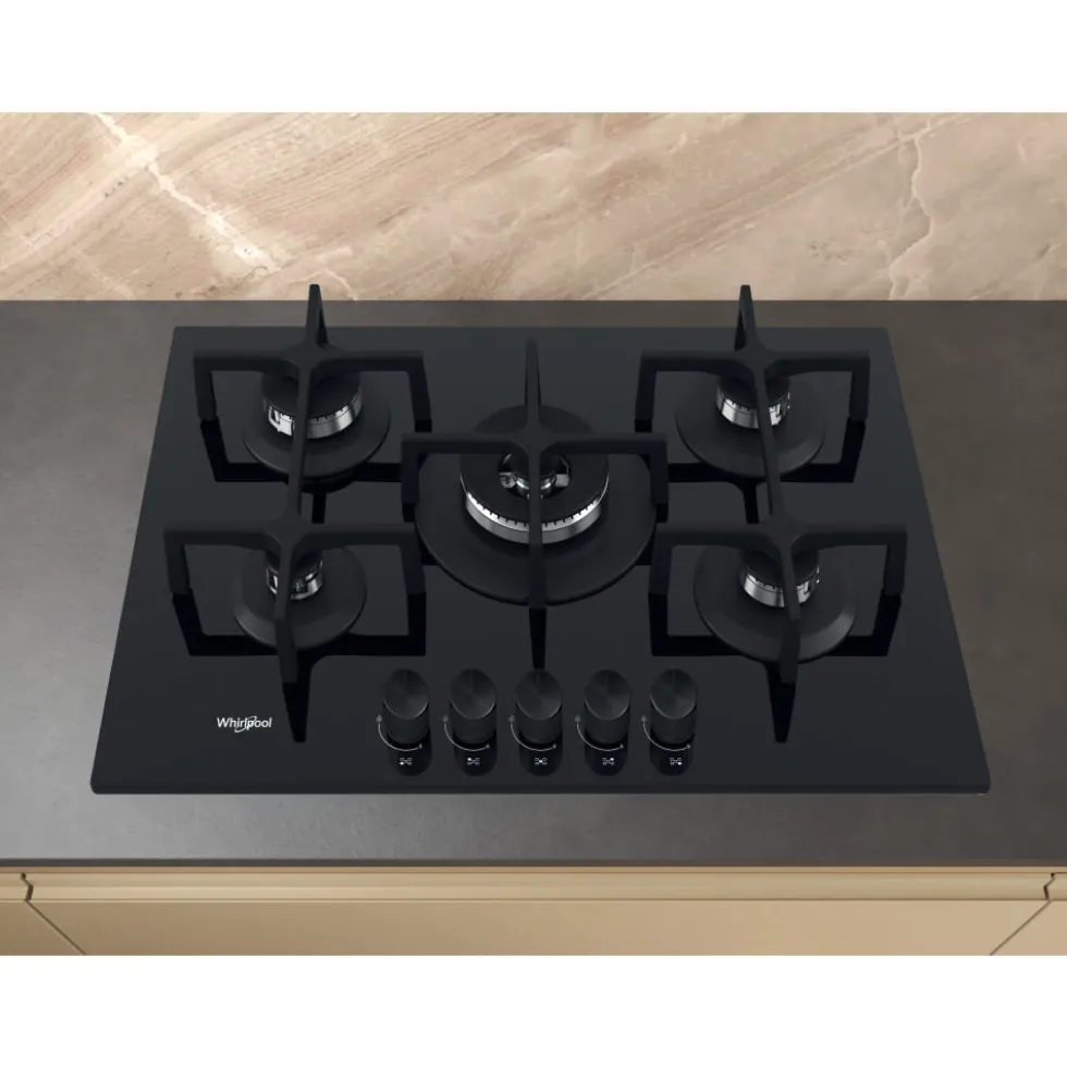Piano cottura a gas Whirlpool GOA7523/NB1 da 75 cm a 5 fuochi