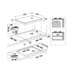 Piano cottura a gas Whirlpool GOA7523/NB1 da 75 cm a 5 fuochi