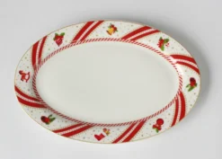 Piatto ovale in new bone china 36 x 24 cm - Candy Canes