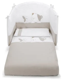 Piumone lettino Pali 0687Lulu LULÙ set 3 pz Bianco e Tortora