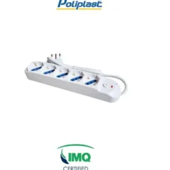 POLIPLAST MULTIPRESA 5 POSTI IMQ SCHUKO/ITA 10/16A BIANCO 200615BI