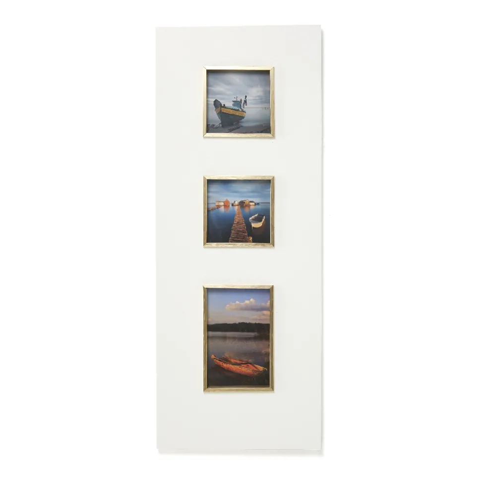 Porta foto in legno con bordo in metallo - 2 x 10*10 / 1 x 15*10 - Cornici
