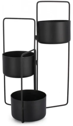 Porta piante Yes Everyday 0722914 KEYRA pieghevole con 3 vasi Nero