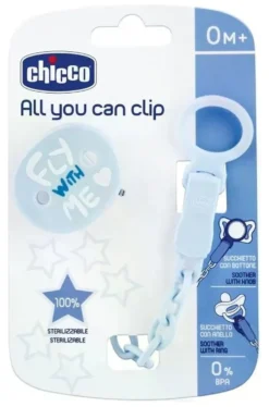 Porta succhietto Chicco 00040852100000 Easy clip con catenella Azzurro