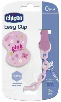 Porta succhietto Chicco 00040852300000 Easy clip con catenella Rosa