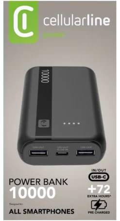 Power bank Cellular Line PBENTRY10000K Black