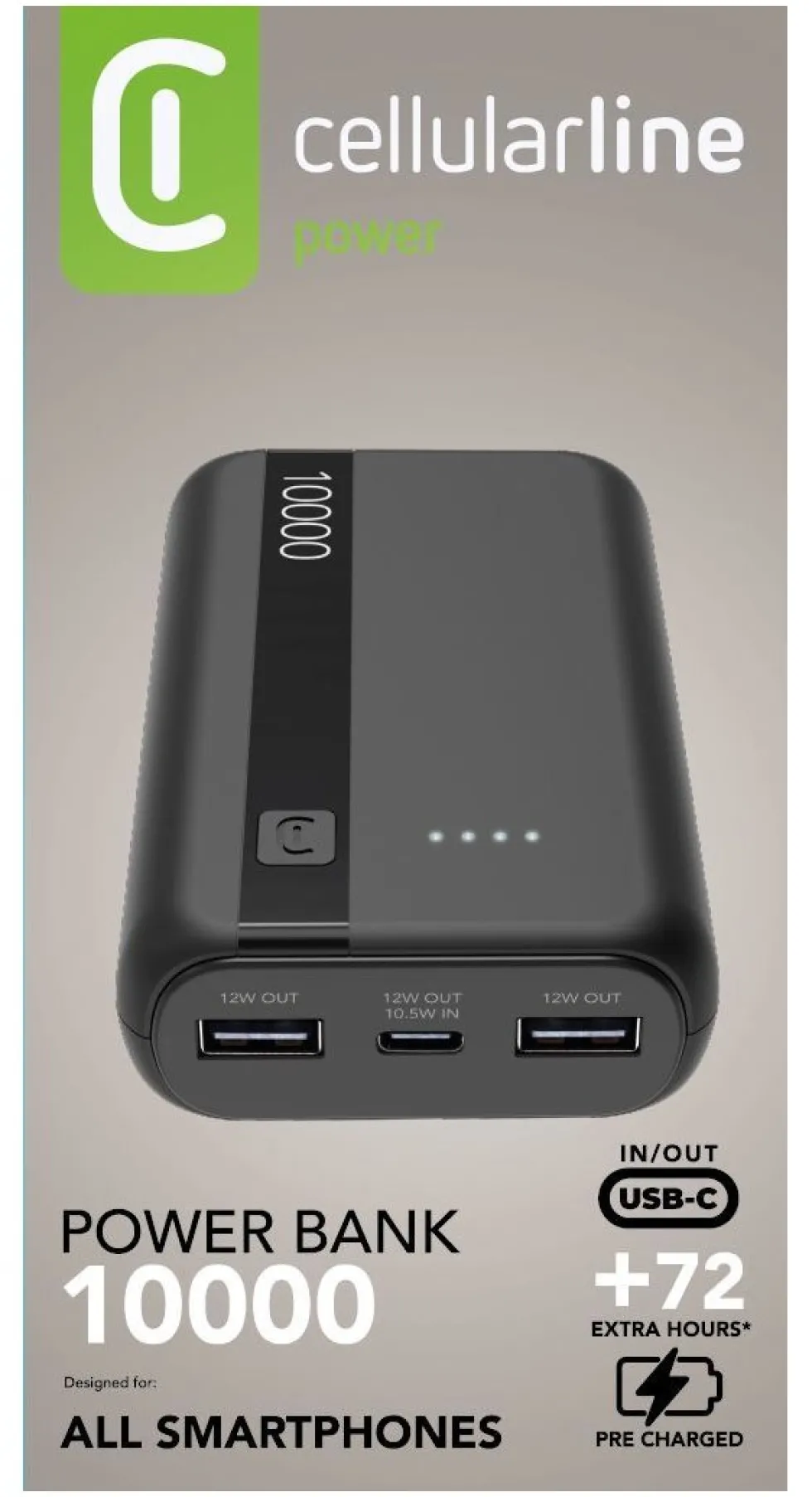 Power bank Cellular Line PBENTRY10000K Black