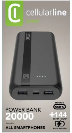 Power bank Cellular Line PBENTRY20000K Black