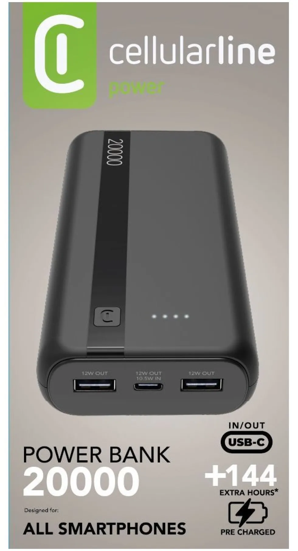 Power bank Cellular Line PBENTRY20000K Black
