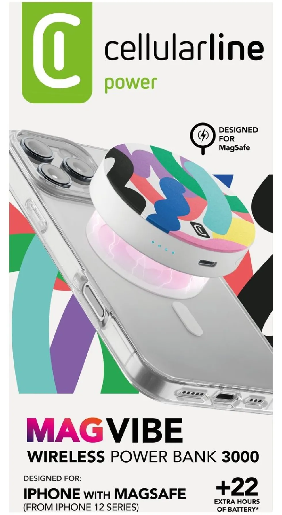 Power bank Cellular Line PBMAGROUND3000W MAG VIBE White