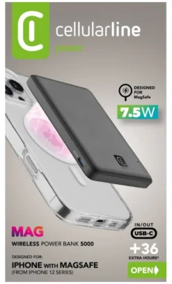 Power bank Cellular Line PBNEWMAG5000K MAG Black