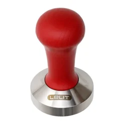 Pressino Lelit in acciaio e legno per portafiltro da 58 mm.