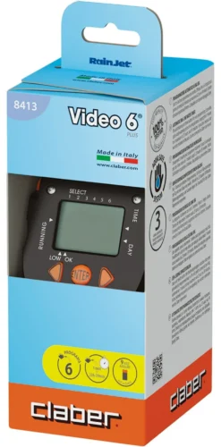 Programmatore irrigazione Claber 8413 RAINJET Aquauno Video 6+ (9V)