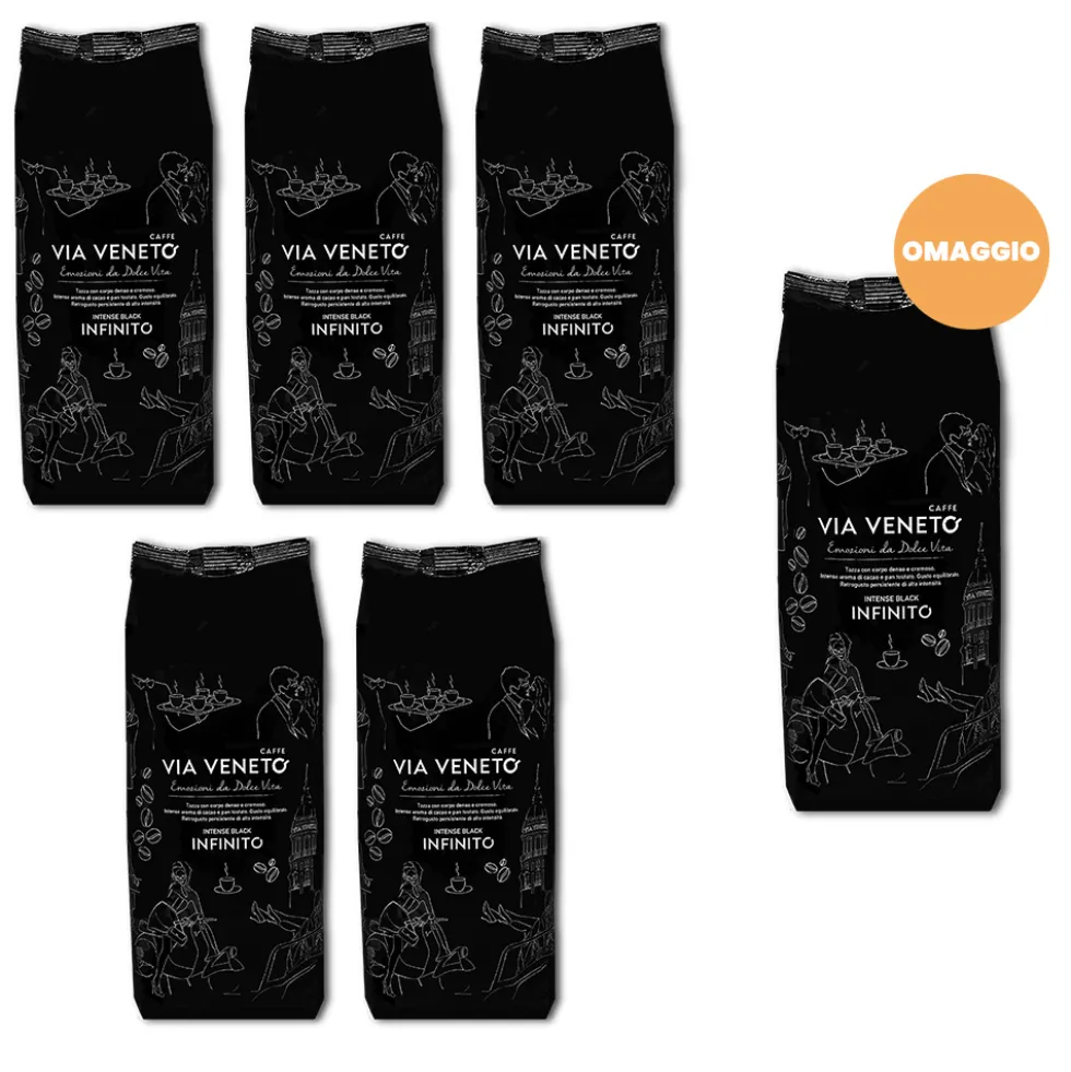 Promo 5+1 Caffè in grani Via Veneto miscela infinito 500 gr
