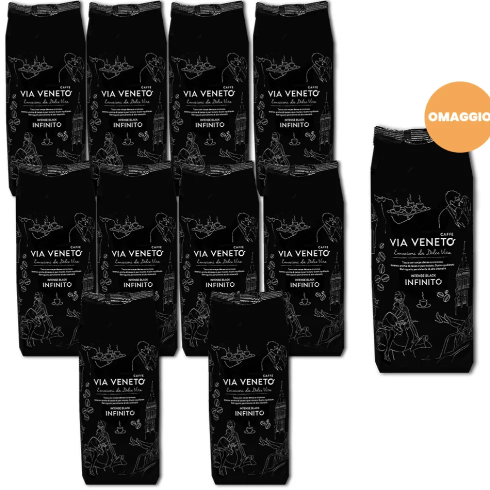 Promo 10+1 Caffè in grani Via Veneto miscela infinito 500 gr