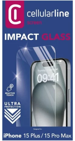Protezione schermo Cellular Line TEMPGLASSIPH15MAX IPHONE IMPACT GLASS
