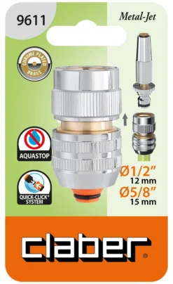 Raccordo automatico Claber 9611 METAL JET Acquastop F