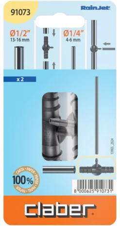 Raccordo derivatore Claber 91073 RAINJET a 3 vie per tubi capillare 1/