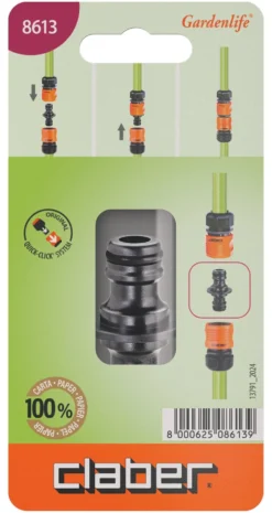 Raccordo giunzione Claber 8613 GARDENLIFE doppio innesto rapido Quick