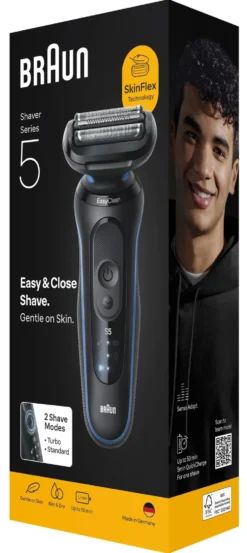 Rasoio barba Braun 52 B1000S SERIES 5 EasyClean Black e Blue