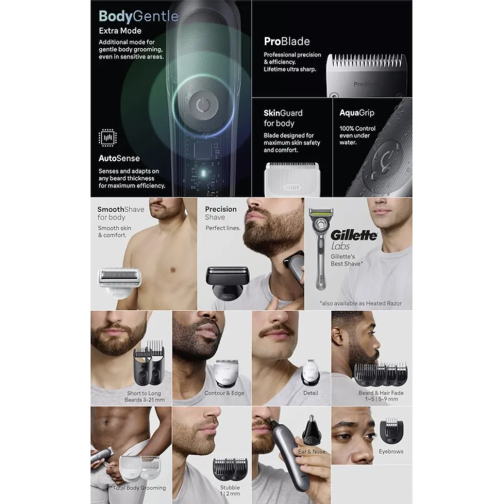 Rasoio elettrico Braun All-in-One Series 9 AIO9540 per viso e corpo