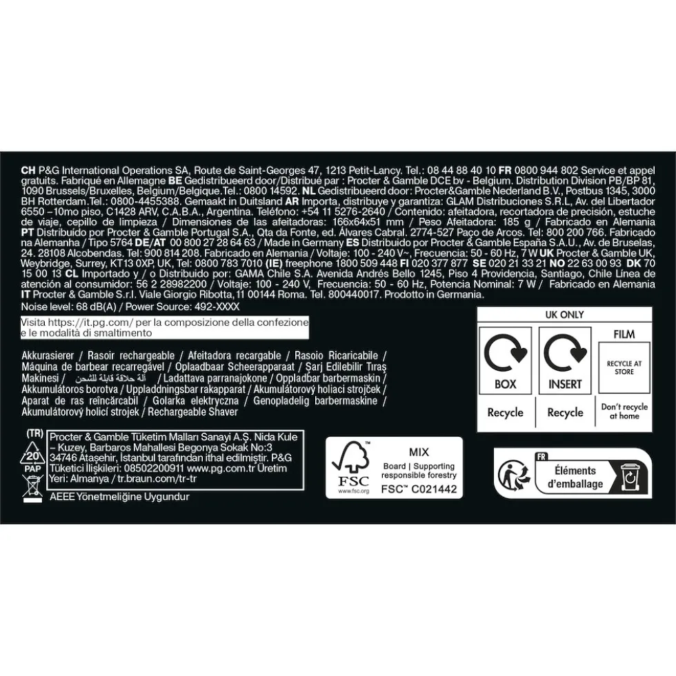 Rasoio elettrico Braun Series 7 72-C1200S con 360° SkinFlex