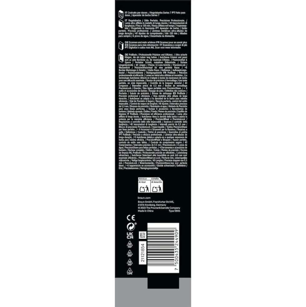 Regolabarba Braun Series 7 BT7520 con tecnologia AutoSense