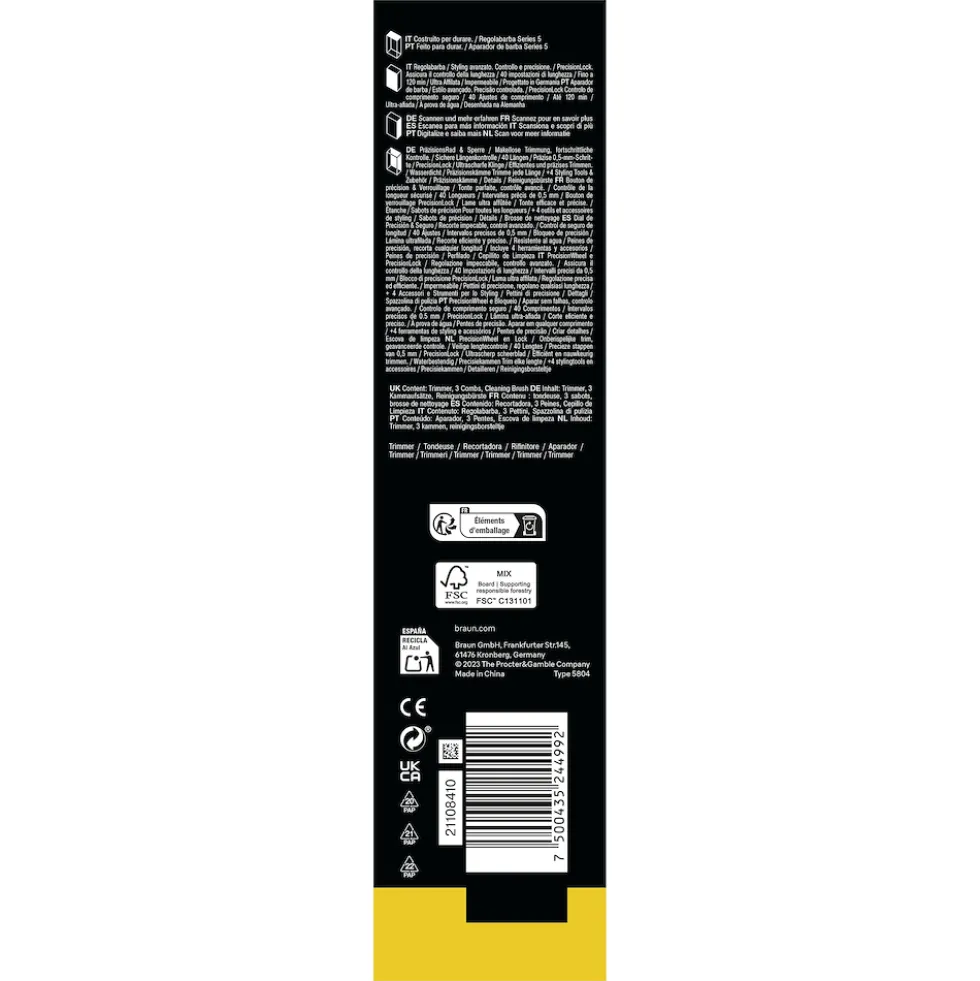 Regolabarba Braun Series 5 BT5520 con 40 lunghezze e 120 min autonomia