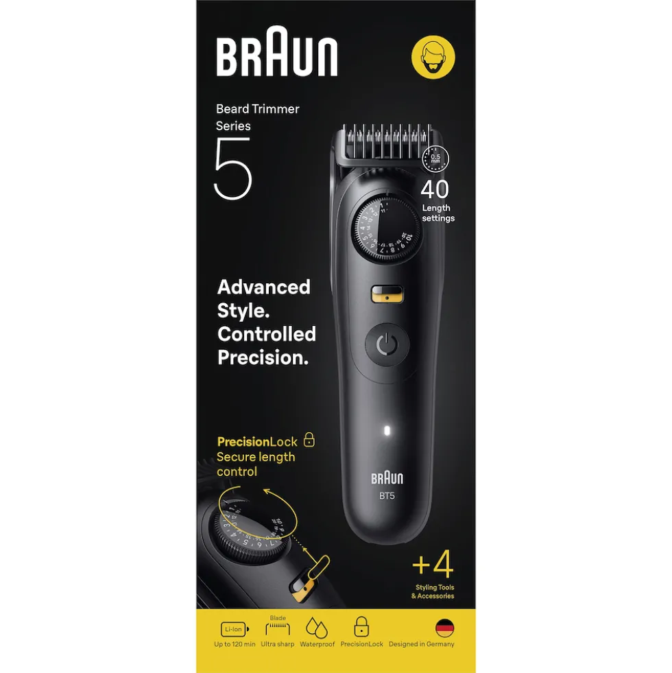 Regolabarba Braun Series 5 BT5520 con 40 lunghezze e 120 min autonomia