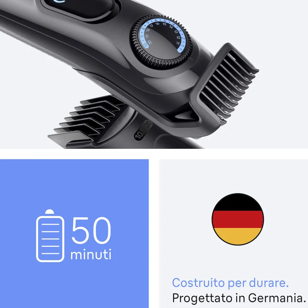 Regolabarba Braun Series 3 BT3520 con 40 lunghezze e 50 min di autonomia