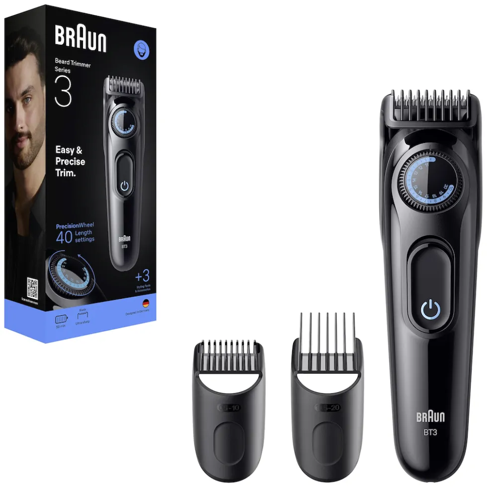 Regolabarba Braun Series 3 BT3520 con 40 lunghezze e 50 min di autonomia