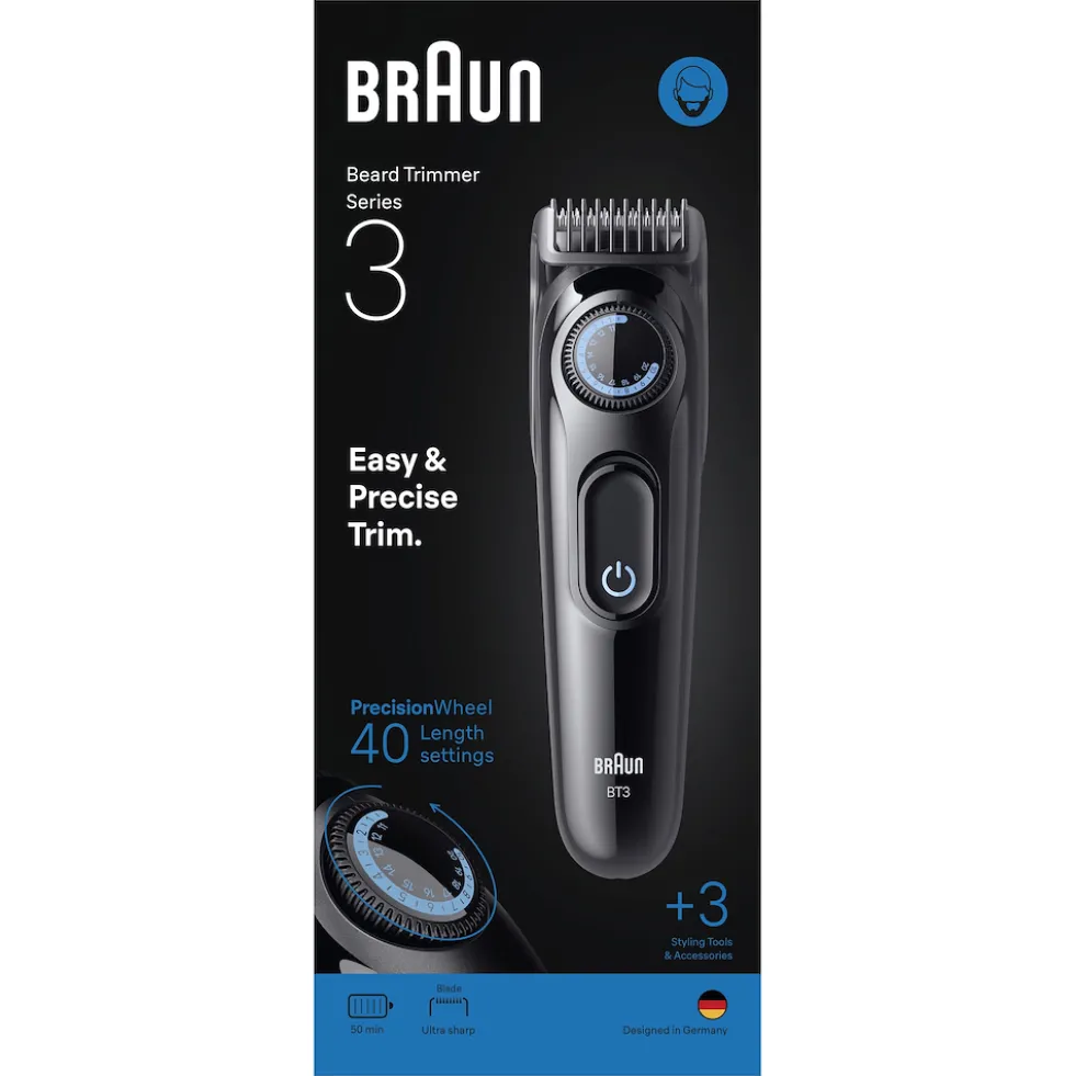 Regolabarba Braun Series 3 BT3520 con 40 lunghezze e 50 min di autonomia