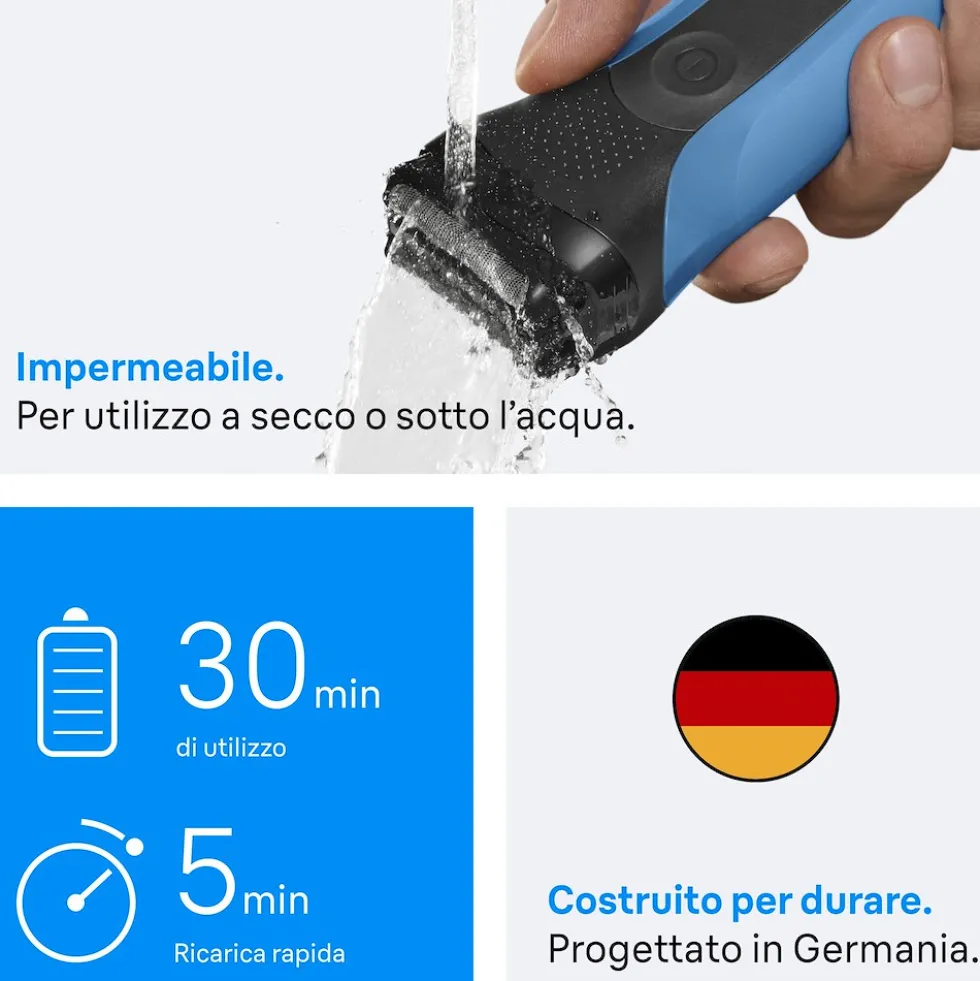 Regolabarba Braun Series 3 310BT Wet&Dry autonomia 30 min
