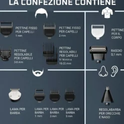 Regolabarba Rowenta X Series 700 TN9650, 14-in-1 con lame in carbonio