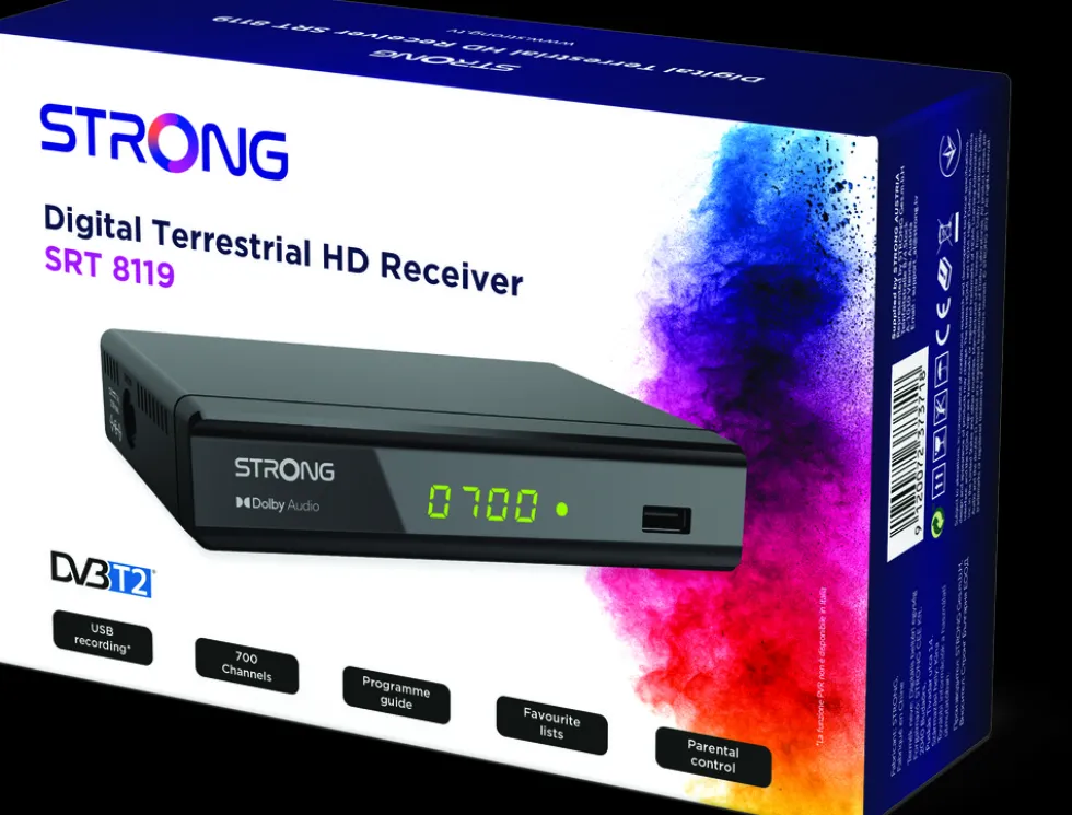Ricevitore digitale terrestre Strong SRT8119 DVB-T2 HEVC con Ethernet