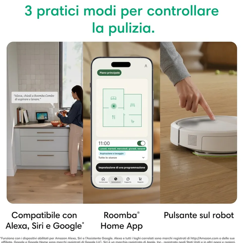Robot aspirapolvere e lavapavimenti Roomba 115 Combo con base autosvuotante