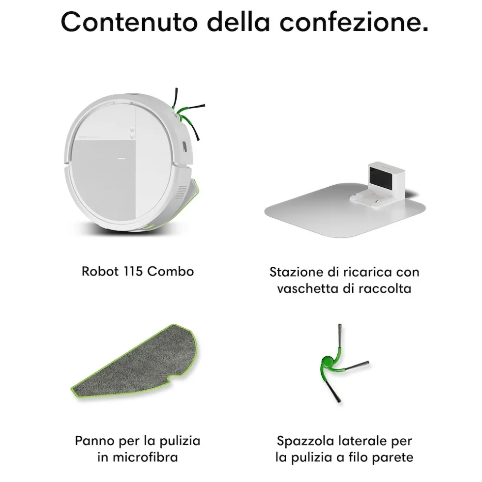 Robot aspirapolvere e lavapavimenti Roomba 115 Combo con navigazione LiDAR