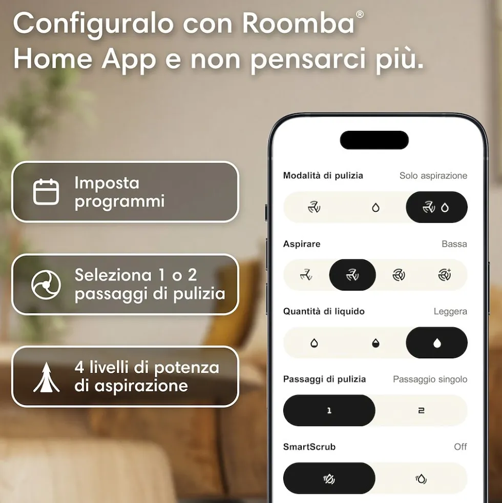Robot aspirapolvere e lavapavimenti Roomba 115 Combo con navigazione LiDAR