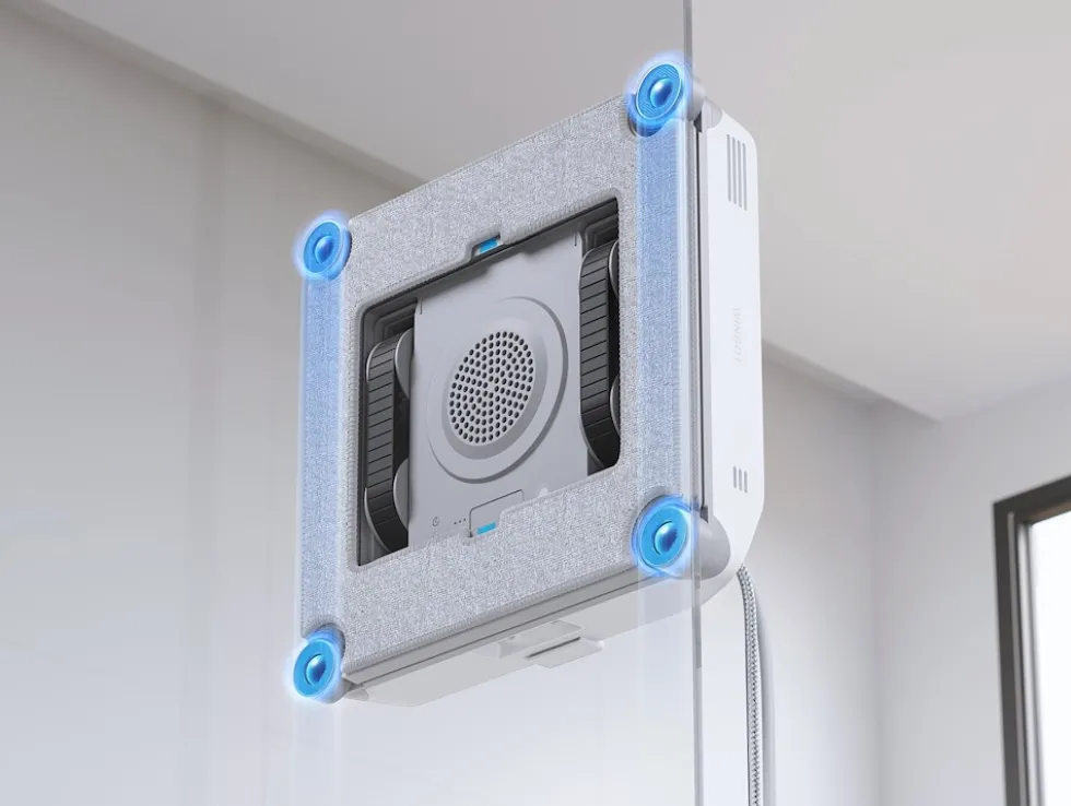 Robot lavavetri Ecovacs Winbot Mini 2 EU con pulizia bordi ravvicinata