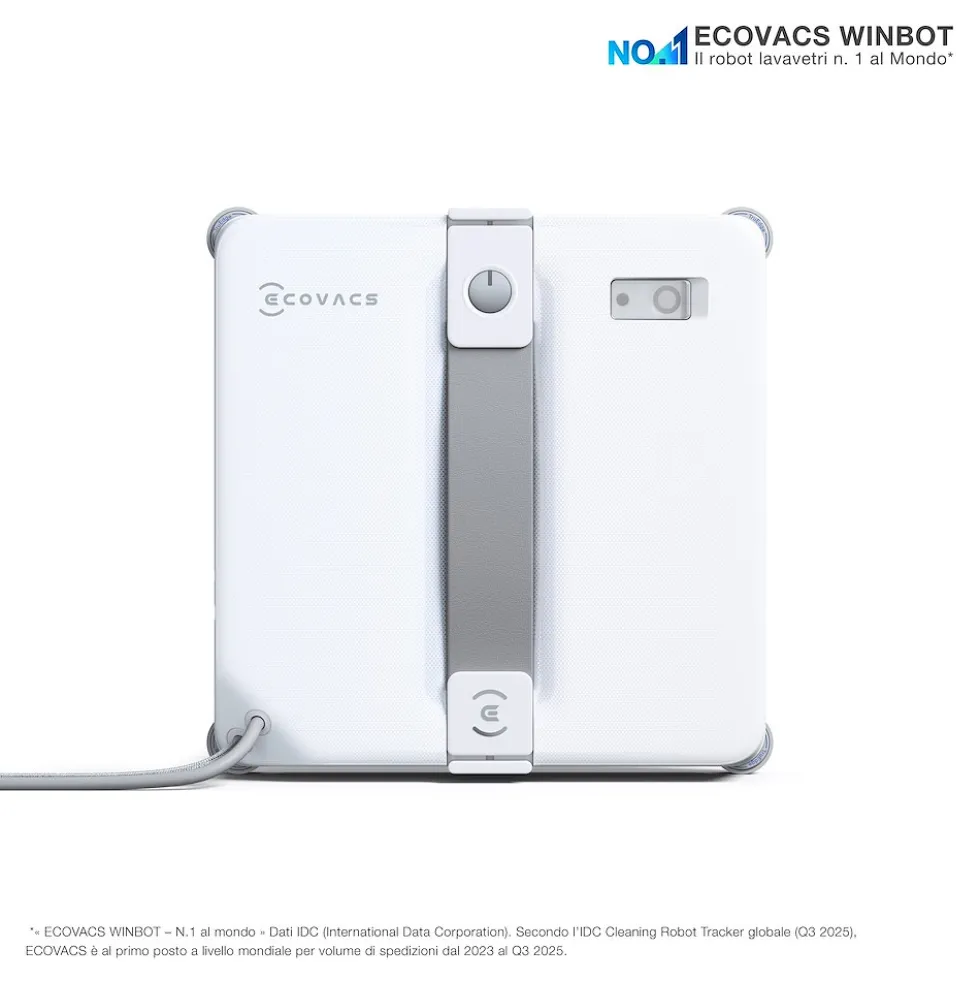 Robot lavavetri Ecovacs Winbot Mini 2 EU con pulizia bordi ravvicinata
