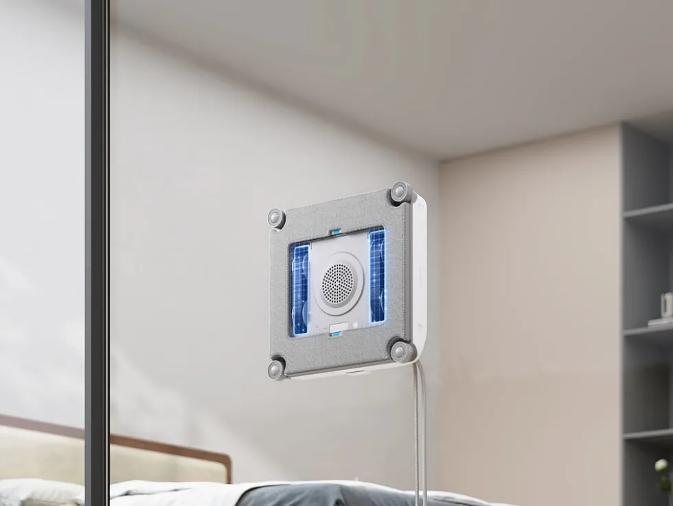 Robot lavavetri Ecovacs Winbot Mini 2 EU con pulizia bordi ravvicinata