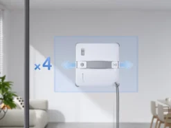 Robot lavavetri Ecovacs Winbot Mini 2 EU con pulizia bordi ravvicinata