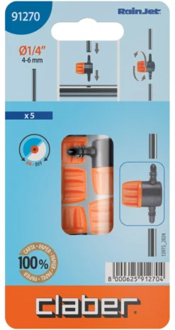 Rubinetto irrigazione a goccia Claber 91270 RAINJET per tubo capillare